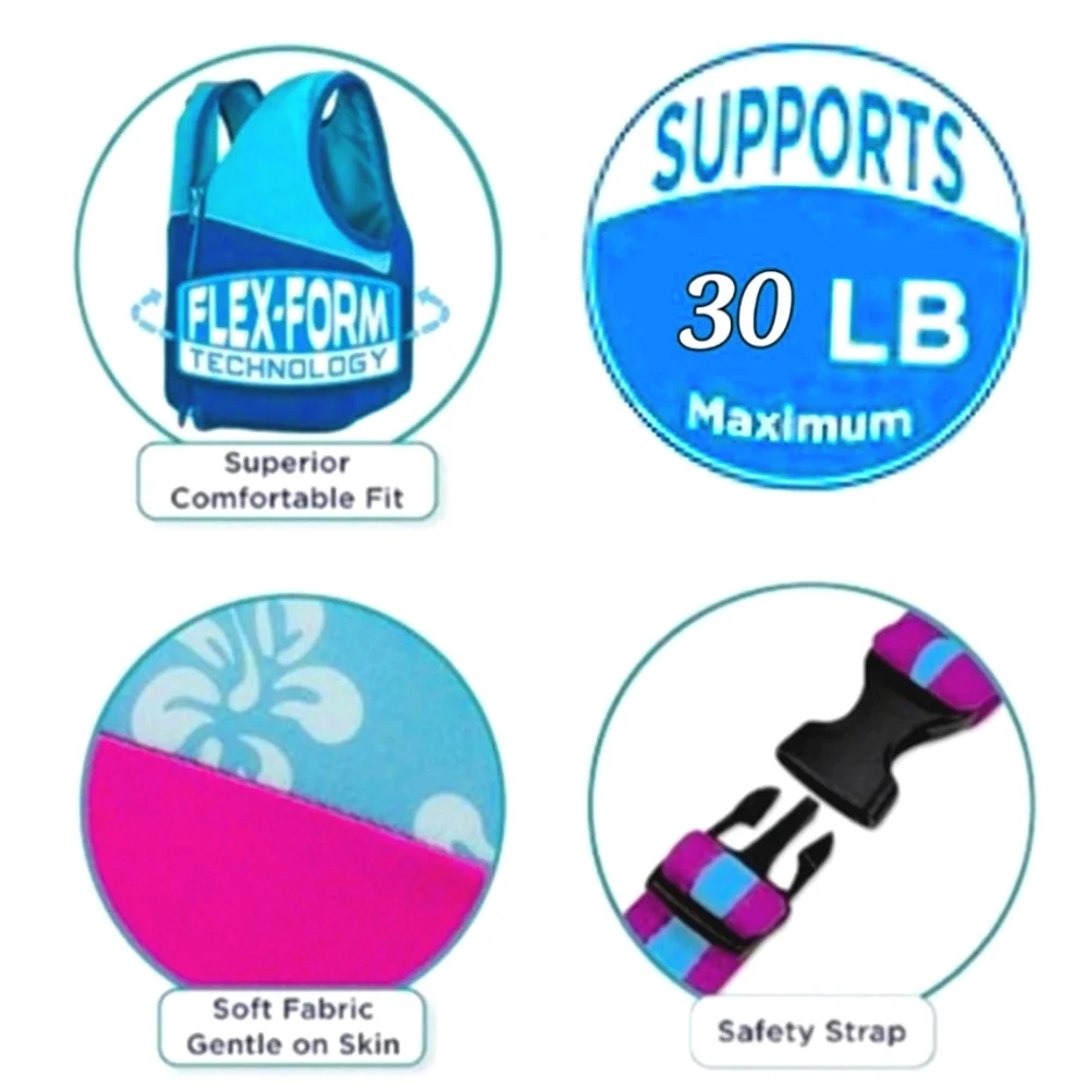 SwimSchool Swim Trainer Vest, Flex-Form, Adjustable Safety Strap, Easy on/off